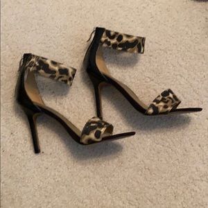 Loft Leopard Ankle Strap Heels